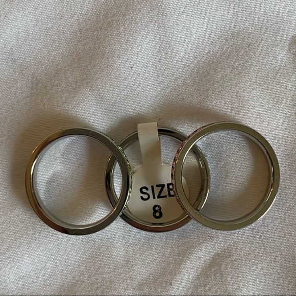 NWT Steel and Colored Cubic Zirconia Rings - Picture 2 of 2